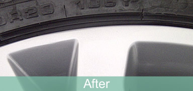 Kerbed alloy wheel, after repair