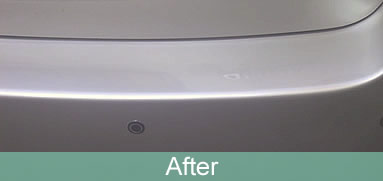 Silver rear bumper, after repair