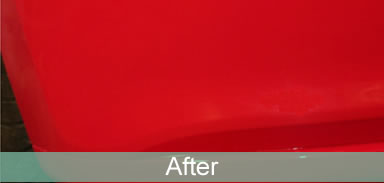 Red bumper scuffs, after repair