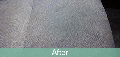 Fabric seat burn, after repair