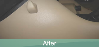 Drilled interior trim, after repair