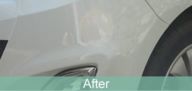 White bumper scratches, after repair