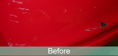 Red bumper scuffs, before repair