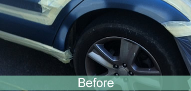 Blue rear arch, before repair
